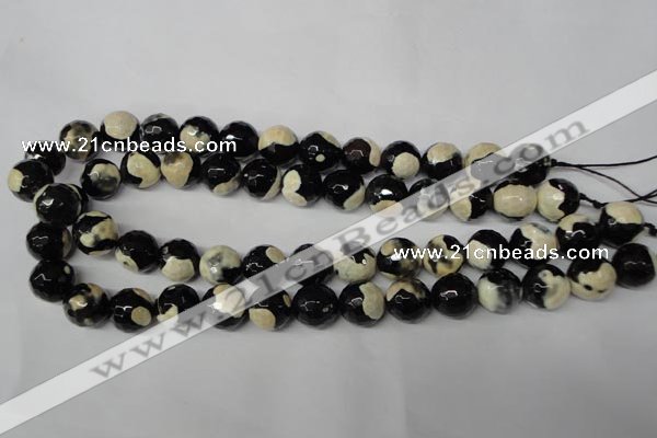 CAG2245 15.5 inches 14mm faceted round fire crackle agate beads