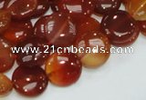 CAG225 15.5 inches 12mm flat round red agate gemstone beads