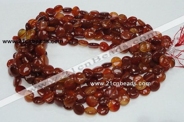 CAG225 15.5 inches 12mm flat round red agate gemstone beads