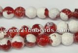 CAG2252 15.5 inches 8mm faceted round fire crackle agate beads