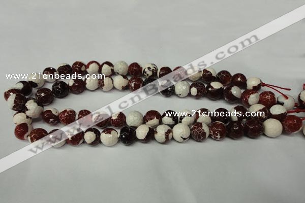 CAG2254 15.5 inches 12mm faceted round fire crackle agate beads