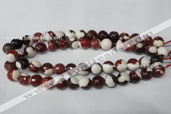 CAG2256 15.5 inches 16mm faceted round fire crackle agate beads