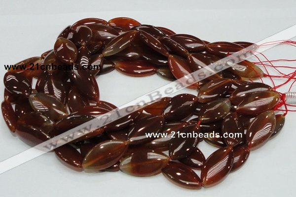 CAG227 15.5 inches 16*30mm marquise red agate gemstone beads