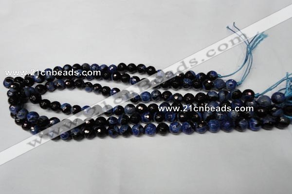 CAG2272 15.5 inches 8mm faceted round fire crackle agate beads