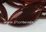 CAG228 15.5 inches 20*40mm marquise red agate gemstone beads