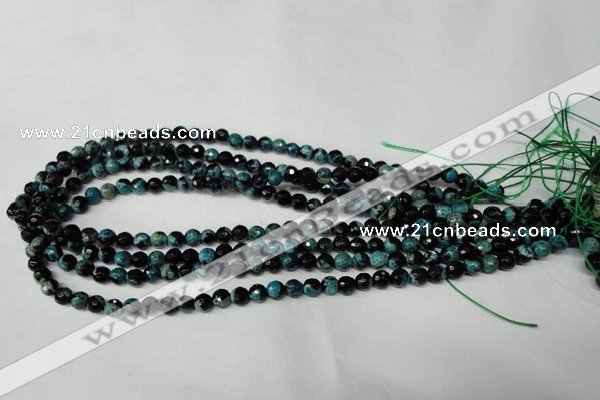 CAG2281 15.5 inches 6mm faceted round fire crackle agate beads