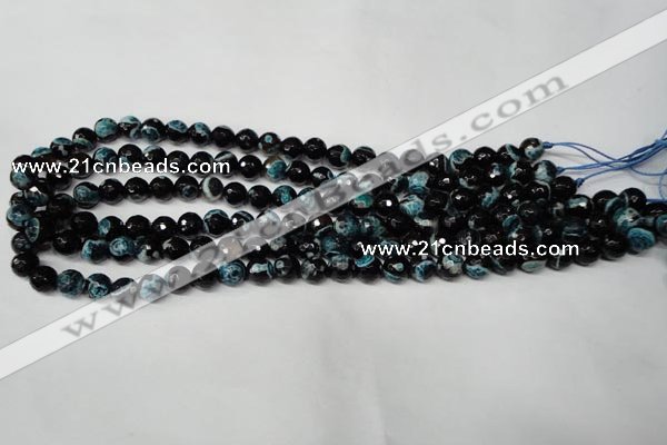 CAG2282 15.5 inches 8mm faceted round fire crackle agate beads