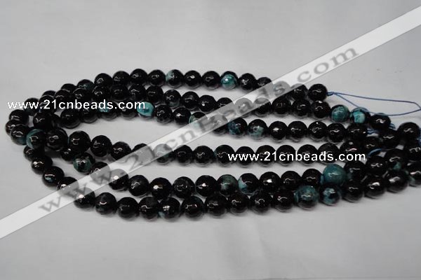 CAG2284 15.5 inches 12mm faceted round fire crackle agate beads