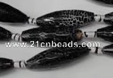 CAG2291 15.5 inches 10*30mm faceted rice fire crackle agate beads