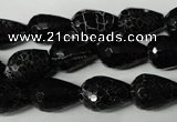 CAG2296 15.5 inches 10*14mm faceted teardrop fire crackle agate beads