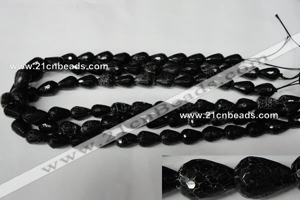 CAG2296 15.5 inches 10*14mm faceted teardrop fire crackle agate beads