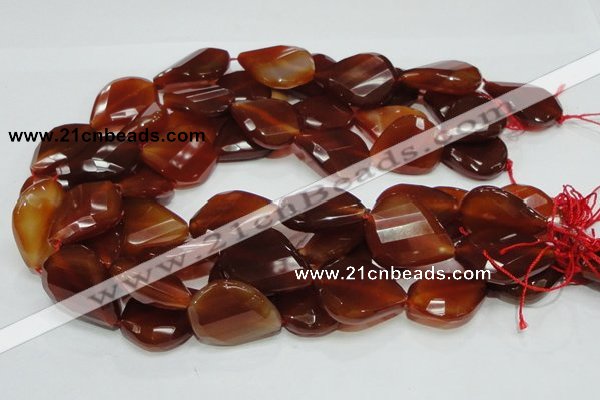 CAG230 15.5 inches 22*30mm faceted twisted teardrop red agate beads