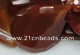 CAG231 15.5 inches 30*40mm faceted twisted teardrop red agate beads