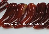 CAG233 15.5 inches 15*46mm horn-shaped red agate gemstone beads