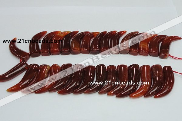 CAG233 15.5 inches 15*46mm horn-shaped red agate gemstone beads