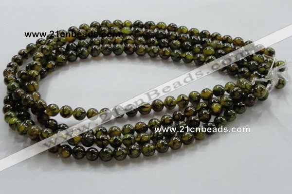 CAG234 15.5 inches 8mm round dragon veins agate gemstone beads