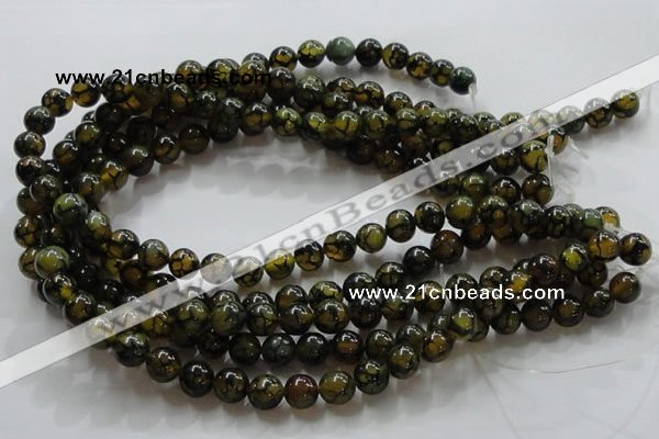 CAG235 15.5 inches 10mm round dragon veins agate gemstone beads