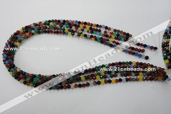 CAG2350 15.5 inches 4mm faceted round multi colored agate beads