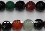 CAG2354 15.5 inches 12mm faceted round multi colored agate beads