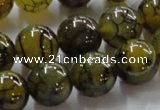 CAG237 15.5 inches 14mm round dragon veins agate gemstone beads