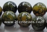 CAG238 15.5 inches 18mm round dragon veins agate gemstone beads