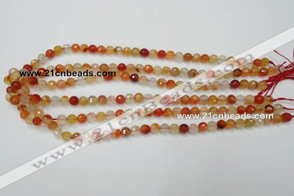 CAG2381 15.5 inches 6mm faceted round red agate beads wholesale