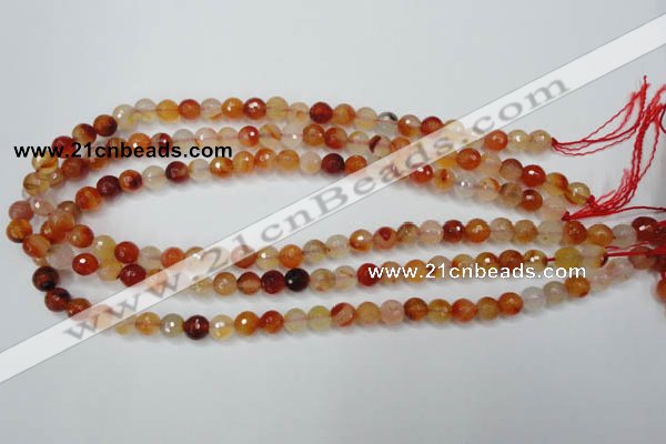 CAG2382 15.5 inches 8mm faceted round red agate beads wholesale