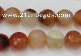 CAG2384 15.5 inches 12mm faceted round red agate beads wholesale