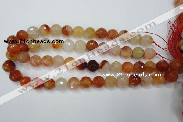 CAG2385 15.5 inches 14mm faceted round red agate beads wholesale