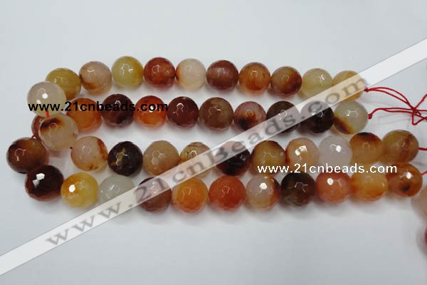 CAG2386 15.5 inches 16mm faceted round red agate beads wholesale