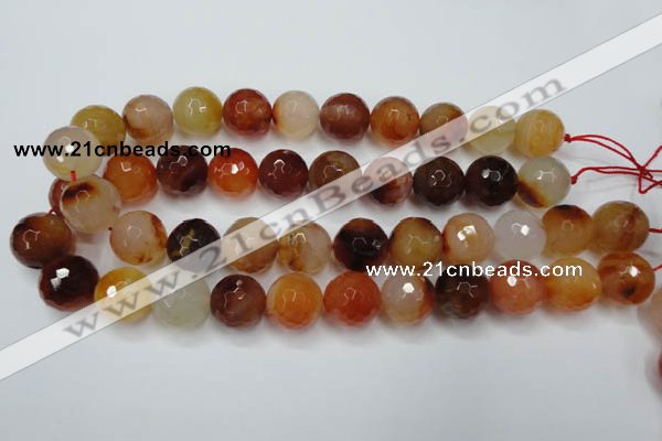 CAG2387 15.5 inches 18mm faceted round red agate beads wholesale