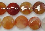 CAG2396 15.5 inches 20mm faceted coin red agate beads wholesale