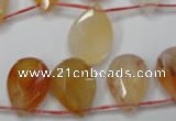 CAG2408 Top-drilled 13*18mm faceted flat teardrop red agate beads