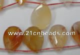 CAG2408 Top-drilled 13*18mm faceted flat teardrop red agate beads