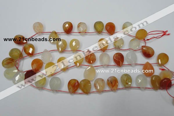 CAG2408 Top-drilled 13*18mm faceted flat teardrop red agate beads