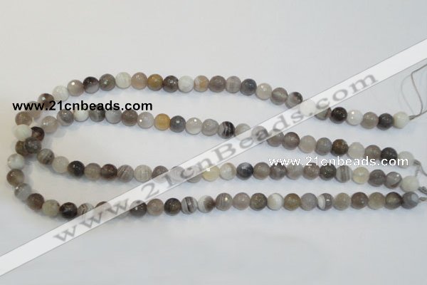 CAG2422 15.5 inches 8mm faceted round Chinese botswana agate beads