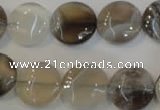 CAG2436 15.5 inches 14mm flat round Chinese botswana agate beads