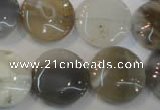 CAG2438 15.5 inches 18mm flat round Chinese botswana agate beads