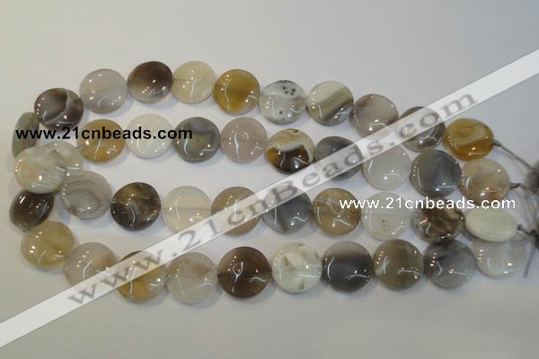 CAG2438 15.5 inches 18mm flat round Chinese botswana agate beads