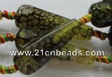 CAG246 15.5 inches 13*40mm faceted teardrop dragon veins agate beads