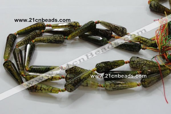 CAG246 15.5 inches 13*40mm faceted teardrop dragon veins agate beads