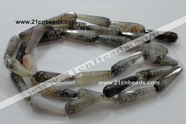 CAG248 15.5 inches 12*40mm faceted teardrop dragon veins agate beads