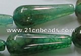 CAG253 15.5 inches 15*40mm teardrop green dragon veins agate beads