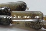 CAG255 15.5 inches 14*40mm teardrop dragon veins agate beads