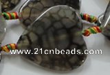 CAG257 15.5 inches 35*35mm heart dragon veins agate gemstone beads