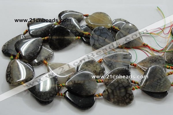 CAG257 15.5 inches 35*35mm heart dragon veins agate gemstone beads