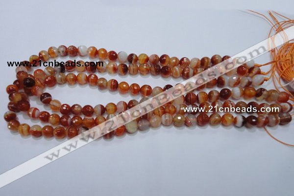 CAG2702 15.5 inches 8mm faceted round red line agate beads