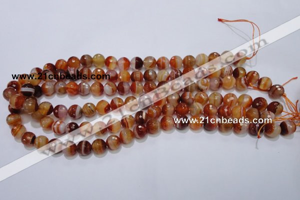 CAG2703 15.5 inches 10mm faceted round red line agate beads