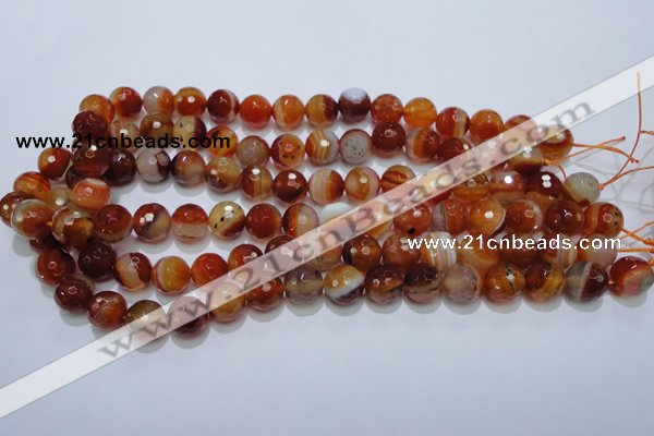 CAG2704 15.5 inches 12mm faceted round red line agate beads