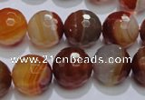 CAG2705 15.5 inches 14mm faceted round red line agate beads